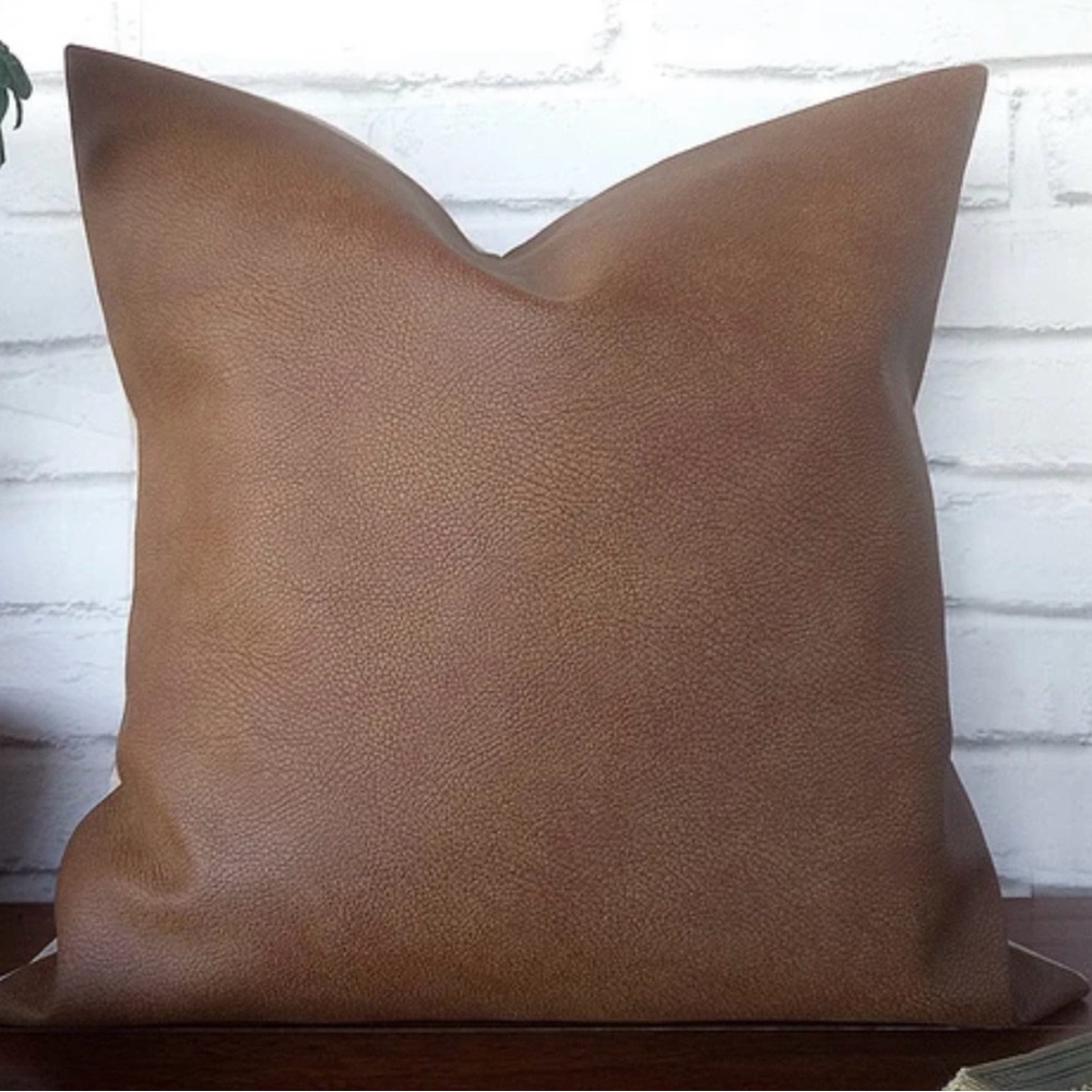 NWT Brown Faux Leather Throw Pillow Cover